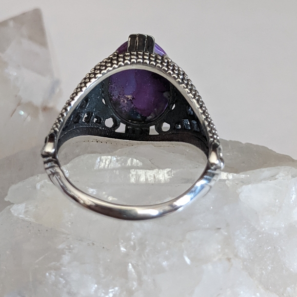 Purple Copper Turquoise, 925 Silver Ring, Size 9 - Picture 6 of 12